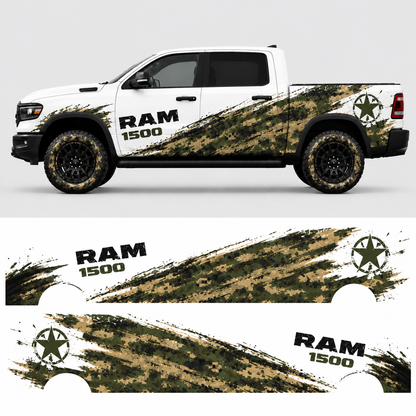 Digital Camo Assault Truck Decal for RAM 1500 - Installed on Vehicle Side View | WEEM Custom