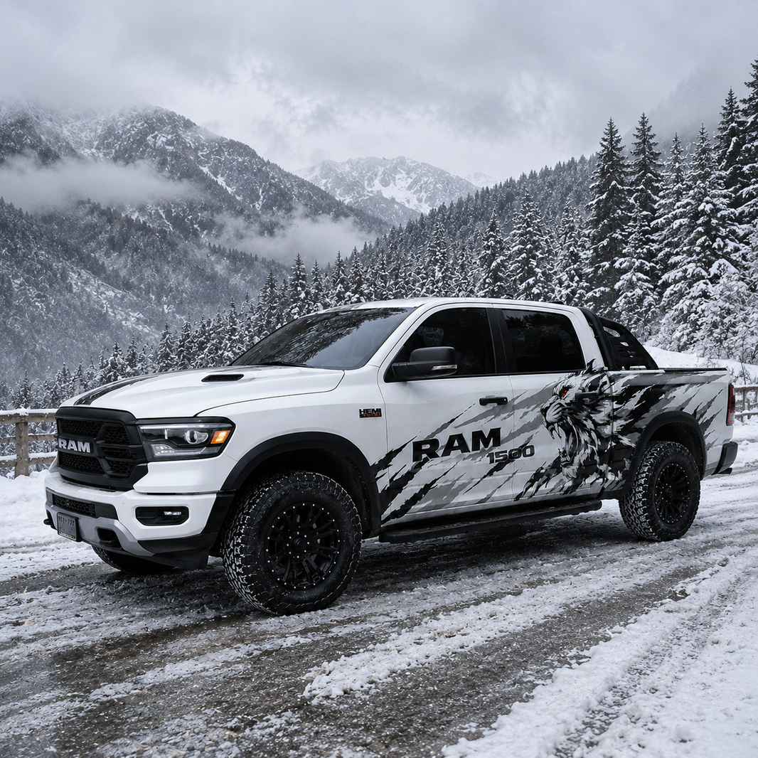 Savage Wolf Truck Decal for RAM 1500 | Aggressive Predator Side Graphics