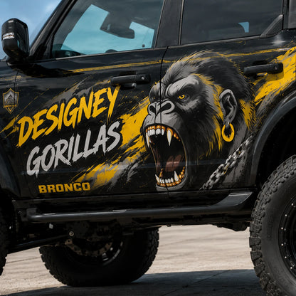 Aggressive Gorilla Head SUV Decal for Bronco | Muscle Animal Side Graphic Wrap