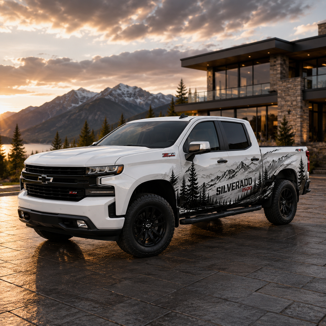 Mountain Adventure Silverado Decal | Off-Road Vinyl Wrap