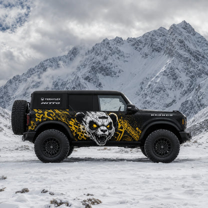 Aggressive Panda SUV Decal Wrap for Jeep Wrangler | Yellow Street Graffiti Side Graphics