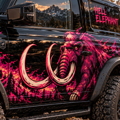 Flaming Elephant SUV Decal | Fire Beast Side Graphic Kit