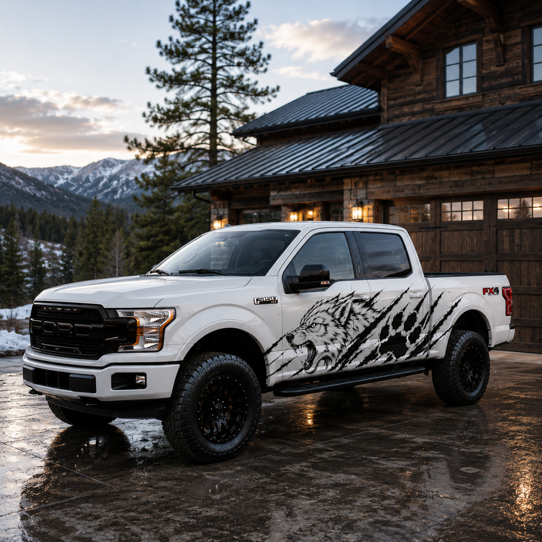 Wolf Claw Truck Decal for Ford F-150 | Aggressive Wolf Side Vinyl Wrap