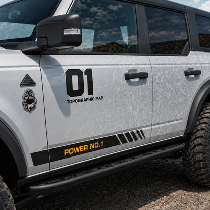 Minimal Topographic SUV Decal | Clean Contour Line Off-Road Side Vinyl Wrap for Jeep Bronco