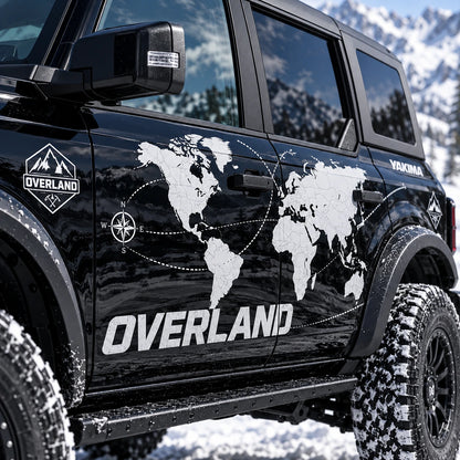 World Map SUV Decal | Overland Travel Side Graphic Vinyl Wrap Kit