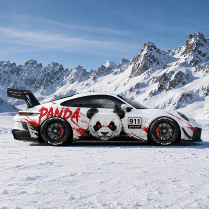 Panda Racing Car Decal for Sports Car | Animal Style Vinyl Wrap