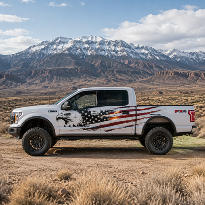 Eagle American Flag Truck Decal for Ford F-150 | Patriotic Side Vinyl Wrap