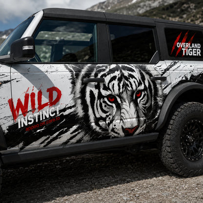 Overland Tiger SUV Decal | Aggressive Off-Road Side Vinyl Wrap for Jeep Bronco