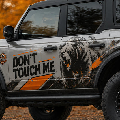 Roaring Bear Warning Car Decal for Ford Bronco | Aggressive Off-Road Vinyl Wrap
