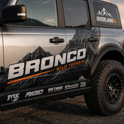 Topo Overland SUV Decal | Terrain Map Off-Road Side Vinyl Wrap for Jeep Bronco 4x4