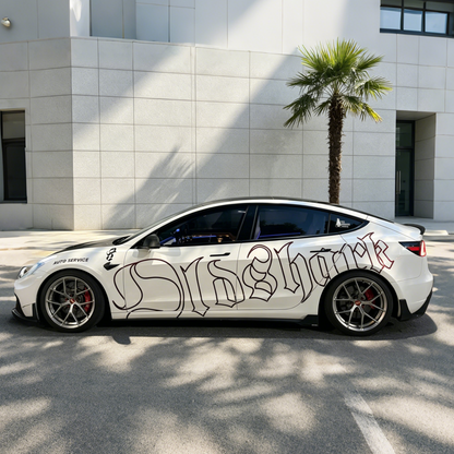 Old English Letter Car Decal for Sport Sedan | Gothic Typography Vinyl Wrap
