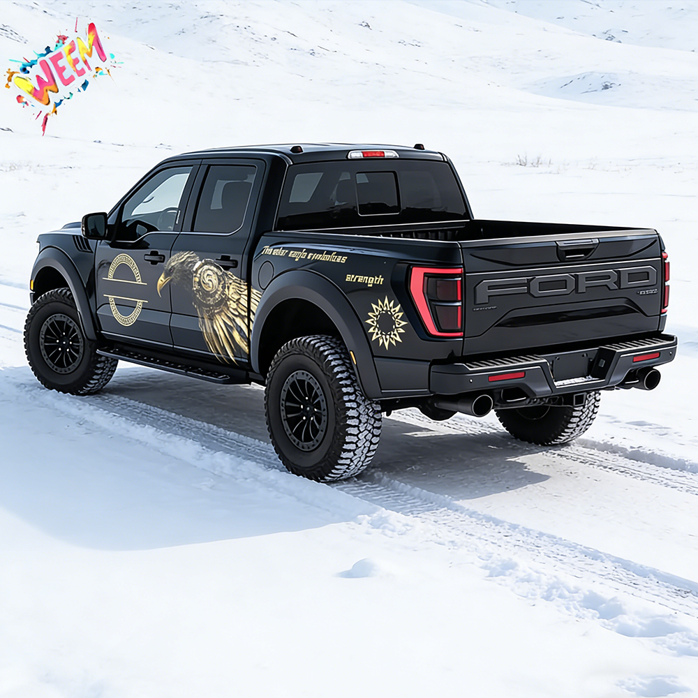 Solar Eagle Wing Truck Decal for Ford Raptor | Gold Emblem Vinyl Wrap