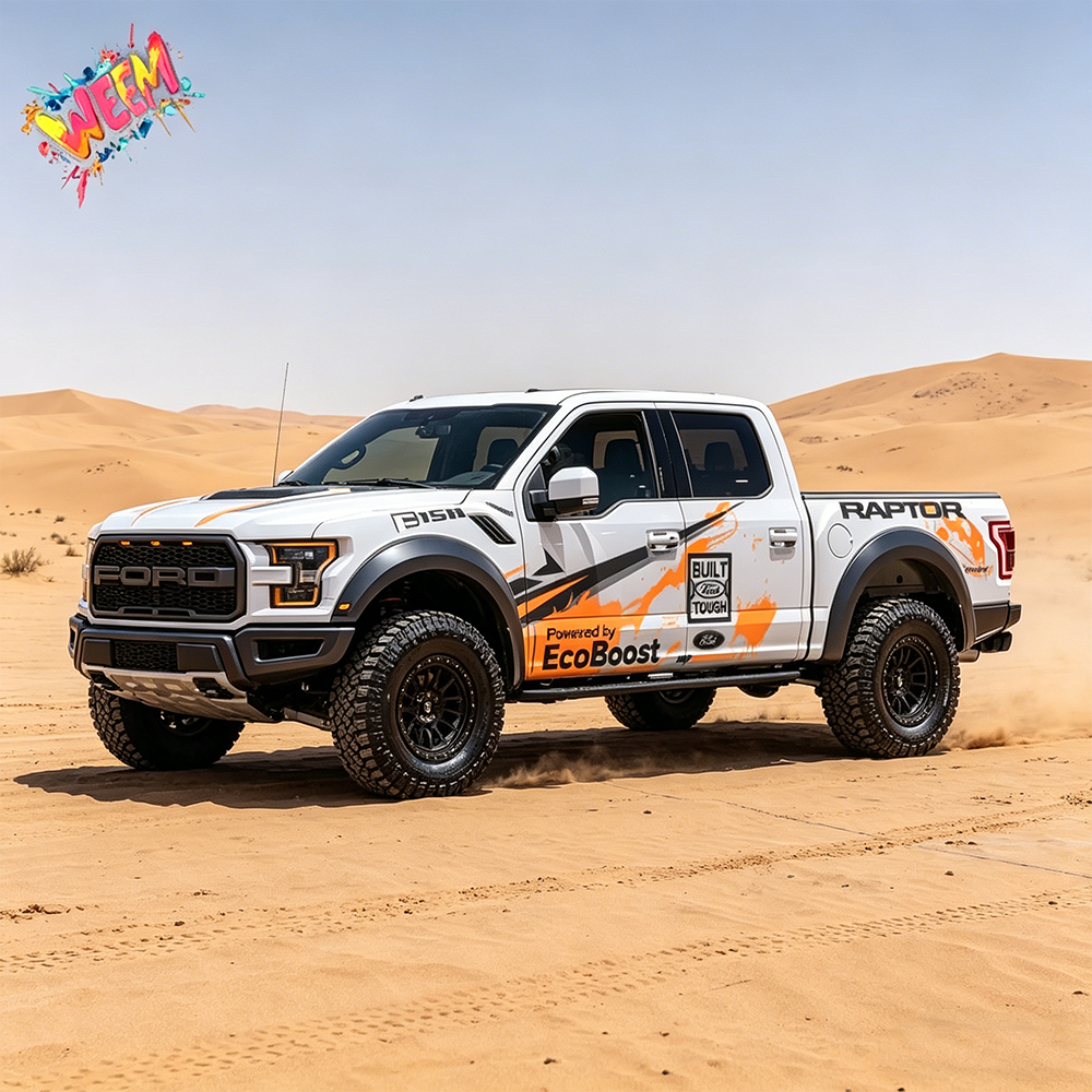 Splash Graphic Pickup Truck Decal | Orange Black Performance Vinyl Wrap Kit