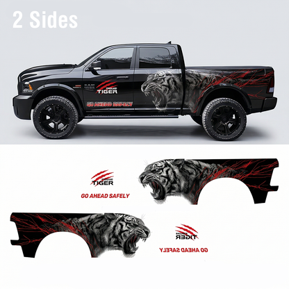 Tiger Attack Car Decal for Pickup Truck | Predator Animal Vinyl Wrap