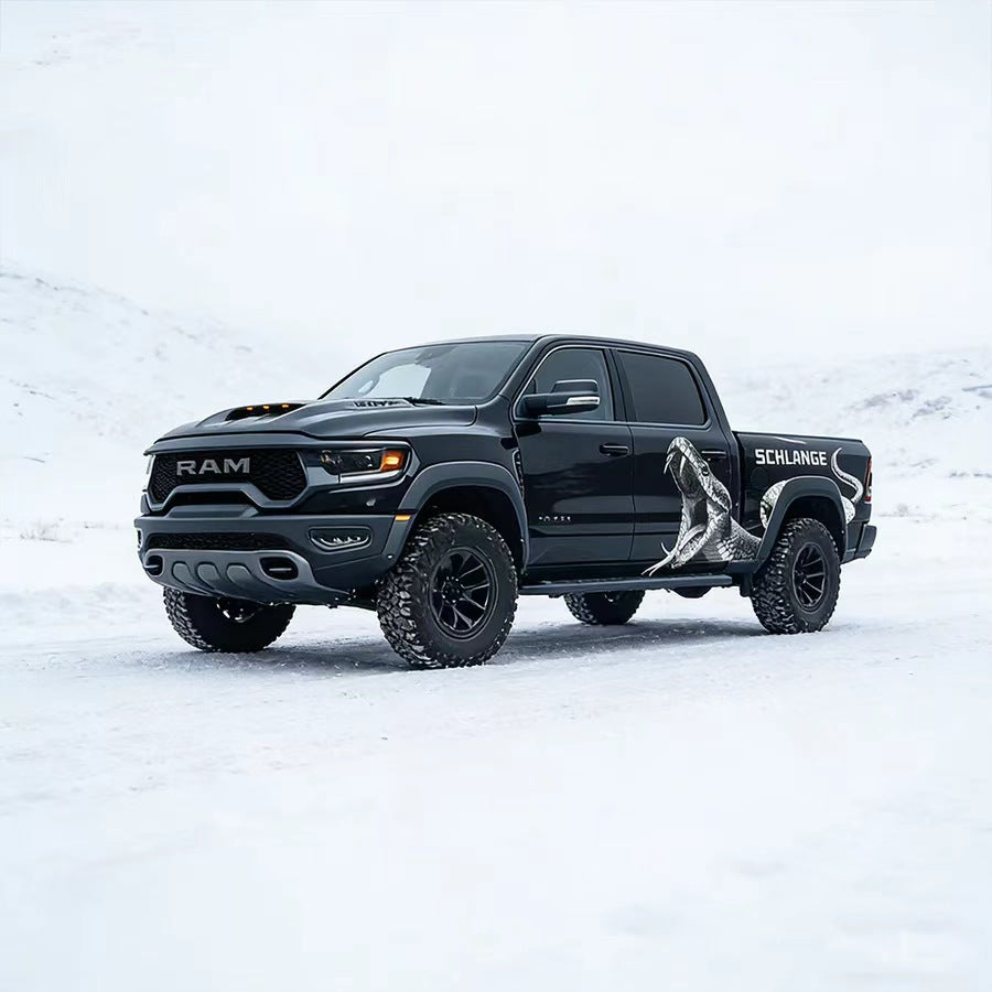 Viper Snake Vinyl Wrap Applied on Pickup Truck – Off-Road Side Decal View