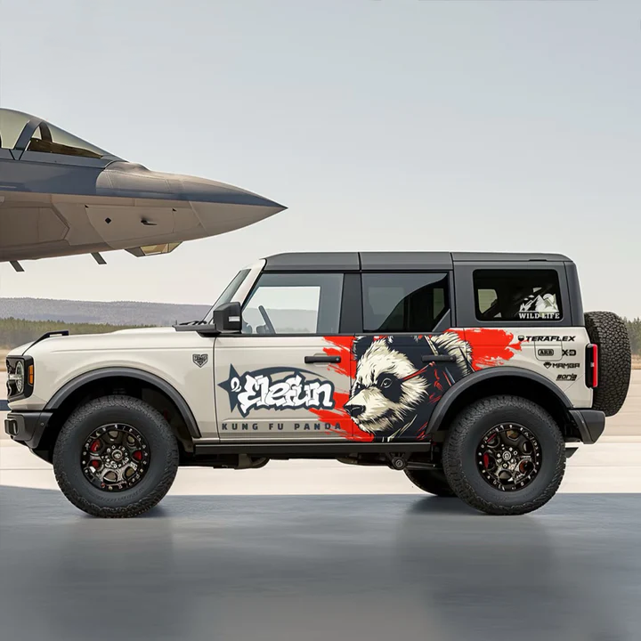 Kung Fu Panda Style SUV Decal for Bronco | Martial Arts Panda Side Graphic Wrap