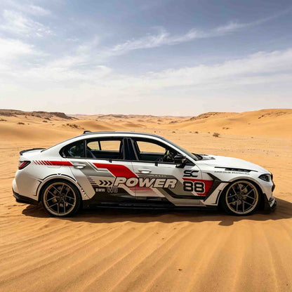Power Racing Side Stripe Decal for Sport Sedan | Motorsport Vinyl Wrap