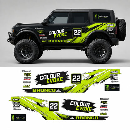 Neon Green Racing Stripe SUV Decal | Performance Side Graphic Kit