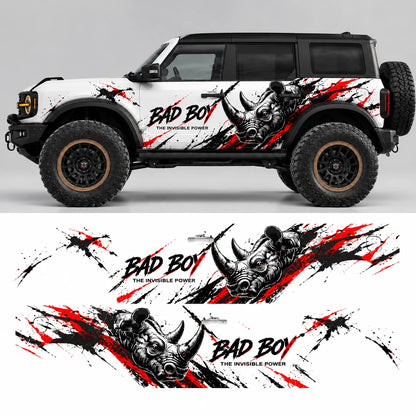 Aggressive Rhino SUV Decal for Bronco | Off-Road Beast Side Graphic Wrap
