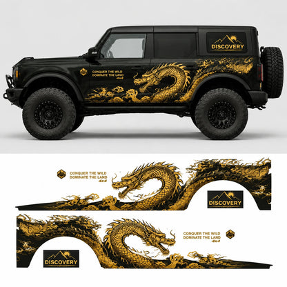 Golden Dragon SUV Decal | Mythical Side Vinyl Wrap for Off-Road Vehicles