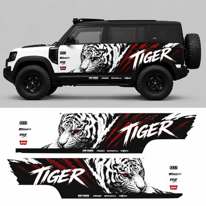 Bold Tiger Head SUV Decal for Bronco | Aggressive Animal Side Graphic Wrap