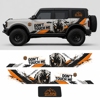 Roaring Bear Warning Car Decal for Ford Bronco | Aggressive Off-Road Vinyl Wrap