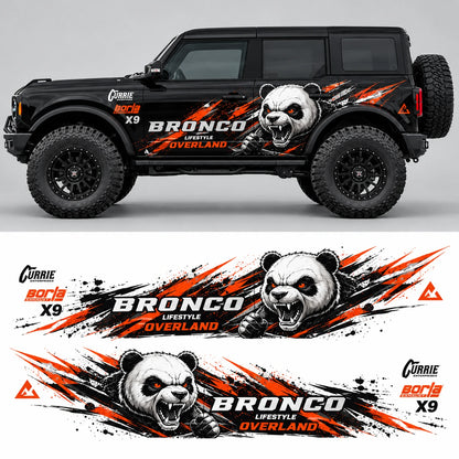 Angry Panda SUV Decal | Off-Road Cartoon Animal Side Graphic Vinyl Wrap Kit