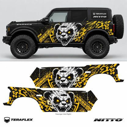 Aggressive Panda SUV Decal Wrap for Jeep Wrangler | Yellow Street Graffiti Side Graphics