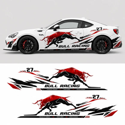 Bull Racing Car Decal for Sport Coupe | Performance Red Bull Style Vinyl