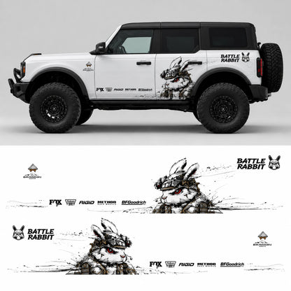 Tactical Rabbit Car Decal for Ford Bronco | Combat Bunny Off-Road Vinyl Wrap