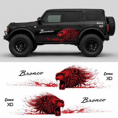 Red Lion Off-Road SUV Decal | Aggressive Animal Side Vinyl Wrap