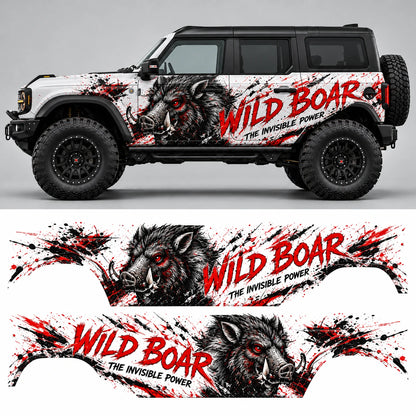 Wild Boar SUV Decal for Ford Bronco | Aggressive Off-Road Animal Side Vinyl Wrap
