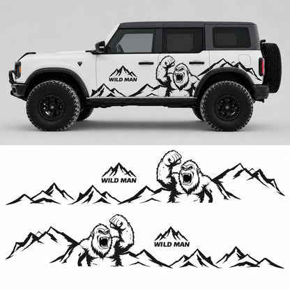 Sasquatch Mountain SUV Decal for Jeep Wrangler | Bigfoot Wilderness Off-Road Side Wrap