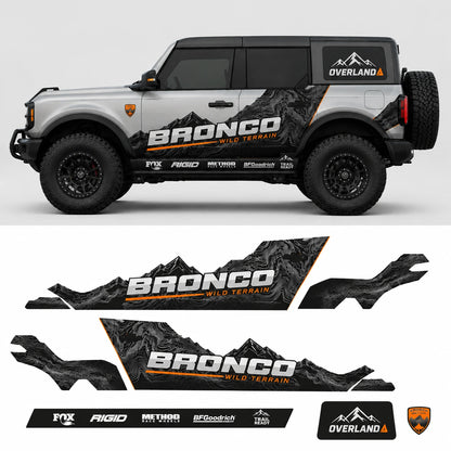 Topo Overland SUV Decal | Terrain Map Off-Road Side Vinyl Wrap for Jeep Bronco 4x4