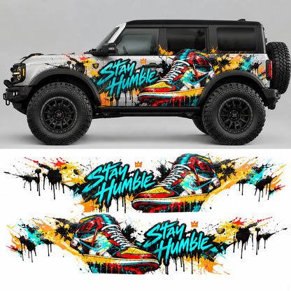 Colorful Street Art Car Decal for Ford Bronco | Graffiti Side Vinyl Wrap