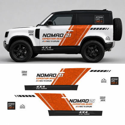 Orange Stripe Off-Road SUV Decal | Topographic Adventure Side Wrap Graphic