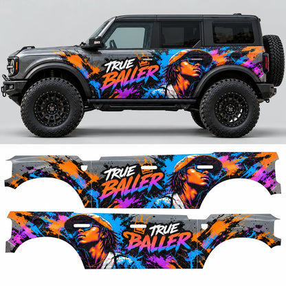 Colorful Abstract Art Car Decal for Ford Bronco | Modern Graphic Vinyl Wrap