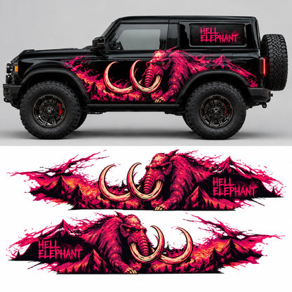 Flaming Elephant SUV Decal | Fire Beast Side Graphic Kit