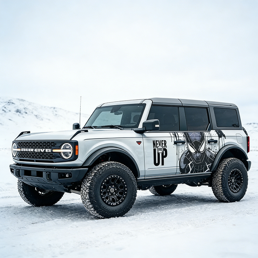 Superhero Mask SUV Decal Wrap for Jeep Wrangler | Black Street Graphic Side Vinyl