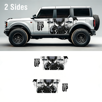 Superhero Mask SUV Decal Wrap for Jeep Wrangler | Black Street Graphic Side Vinyl
