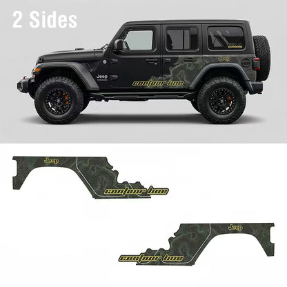 Contour Line Topographic SUV Decal for Jeep Wrangler | Overland Terrain Map Side Wrap