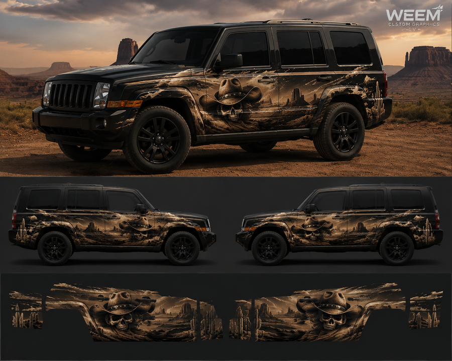 Western Outlaw Skull Edition Jeep Commander Decal Kit