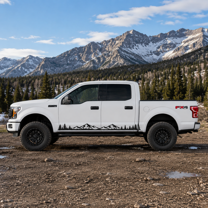 Minimalist Mountain Truck Decal for Ford F-150 | Nature Landscape Side Vinyl Wrap