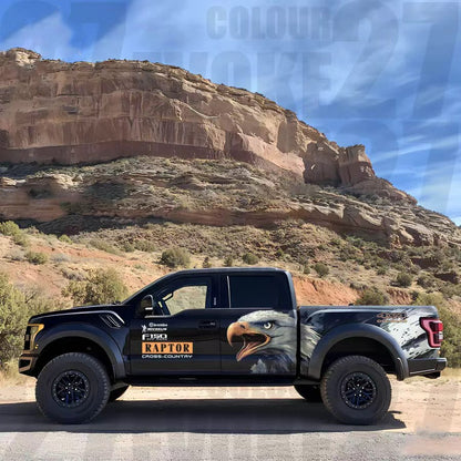 Bald Eagle Animal Decal on Pickup Truck – Patriotic Off-Road Vinyl Wrap Lifestyle View
