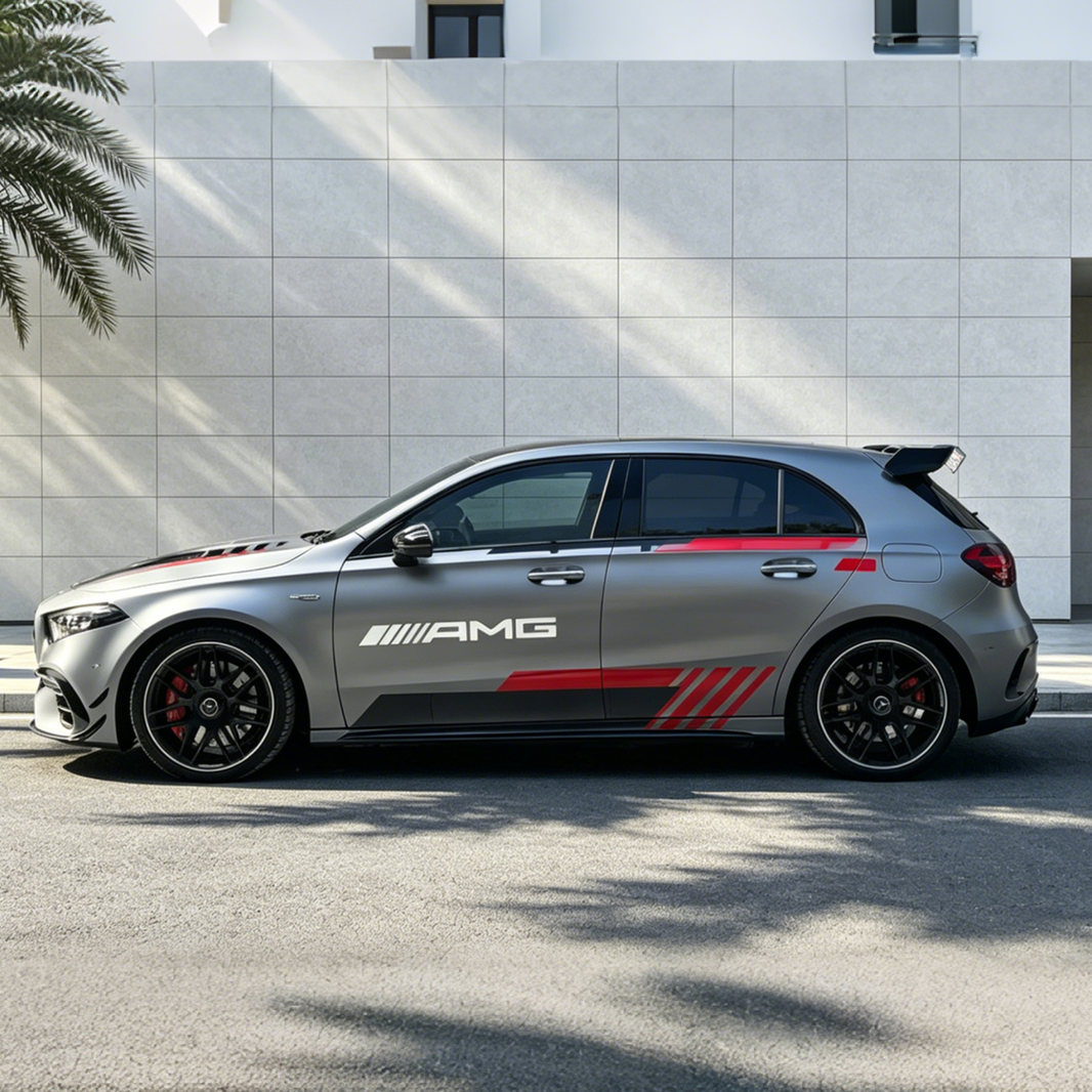 AMG Style Racing Stripe Decal for Hatchback | Performance Side Vinyl Wrap