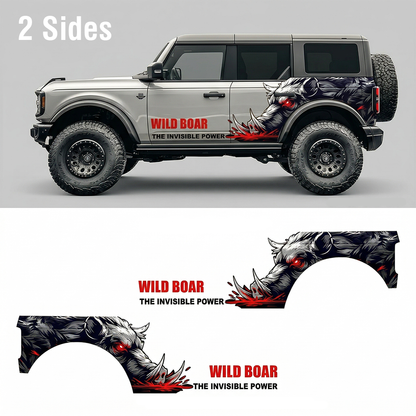Wild Boar SUV Decal for Ford Bronco | Aggressive Off-Road Animal Side Vinyl Wrap