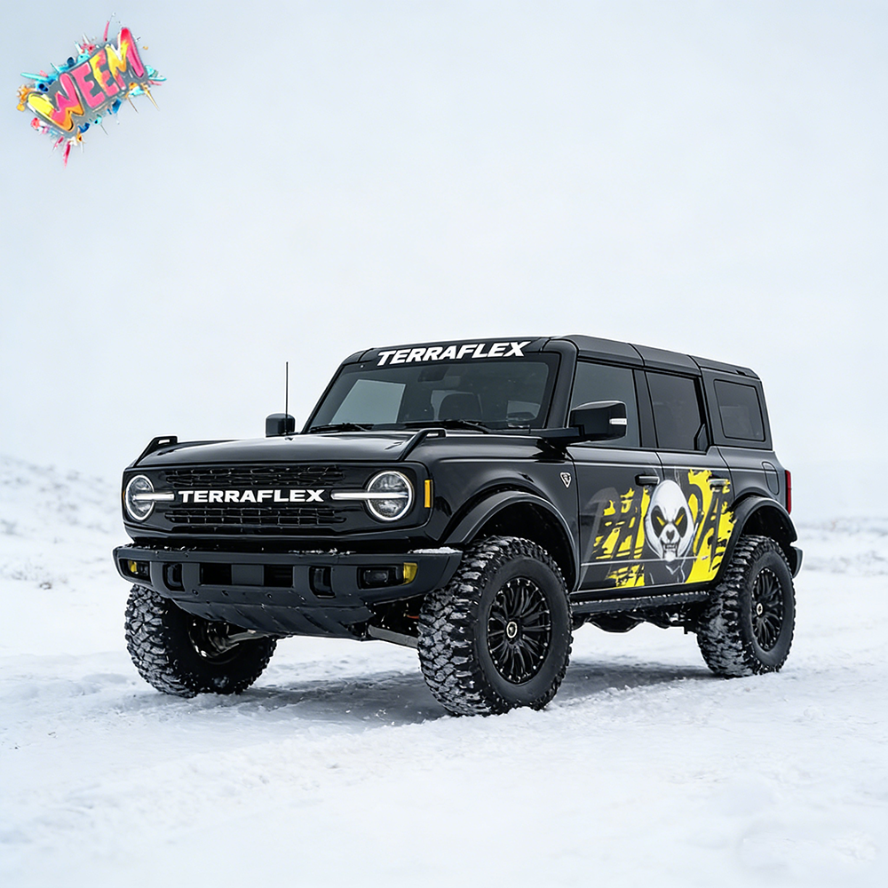 Aggressive Panda SUV Decal Wrap for Jeep Wrangler | Yellow Street Graffiti Side Graphics