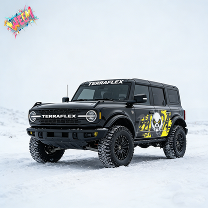 Aggressive Panda SUV Decal Wrap for Jeep Wrangler | Yellow Street Graffiti Side Graphics
