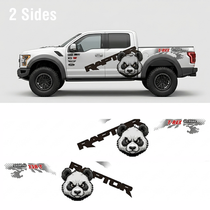 Panda Head Pickup Truck Decal | Minimal Off-Road Animal Vinyl Wrap Kit