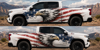 Bald Eagle Truck Decal for Chevrolet Silverado | Patriotic American Flag Side Vinyl Wrap